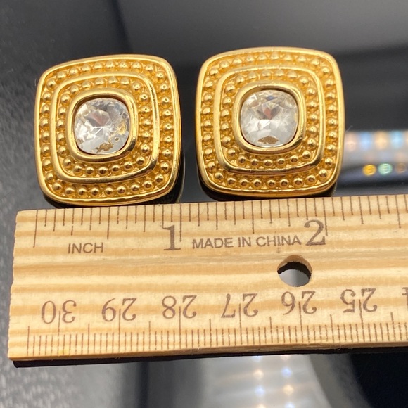 Vintage givenchy square crystal earring clip on - Picture 8 of 9